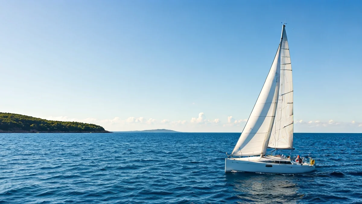 Imagen genérica de una vela de barco hinchada por el viento en el mar.