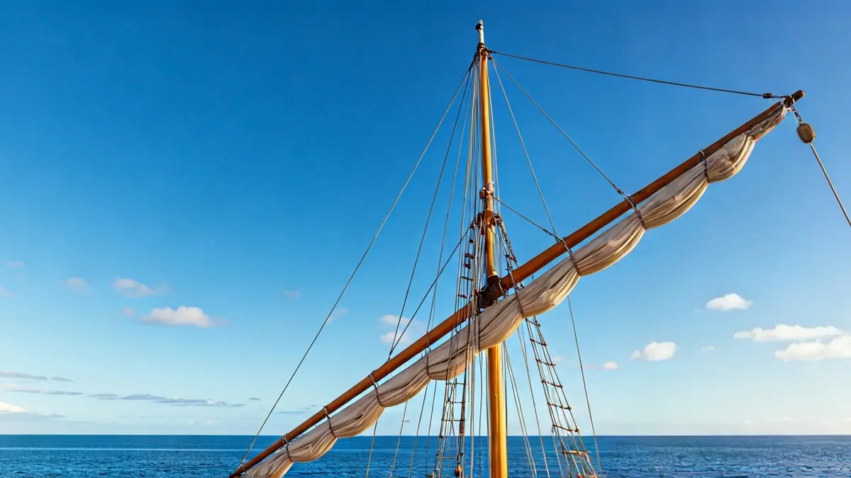 Image of Canarian lateen sail boat on the sea.