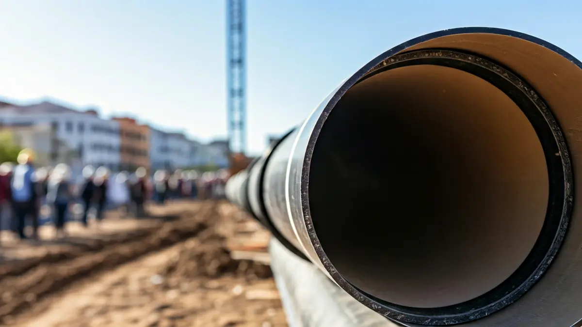 Generic image of a modern water pipe at a construction site.