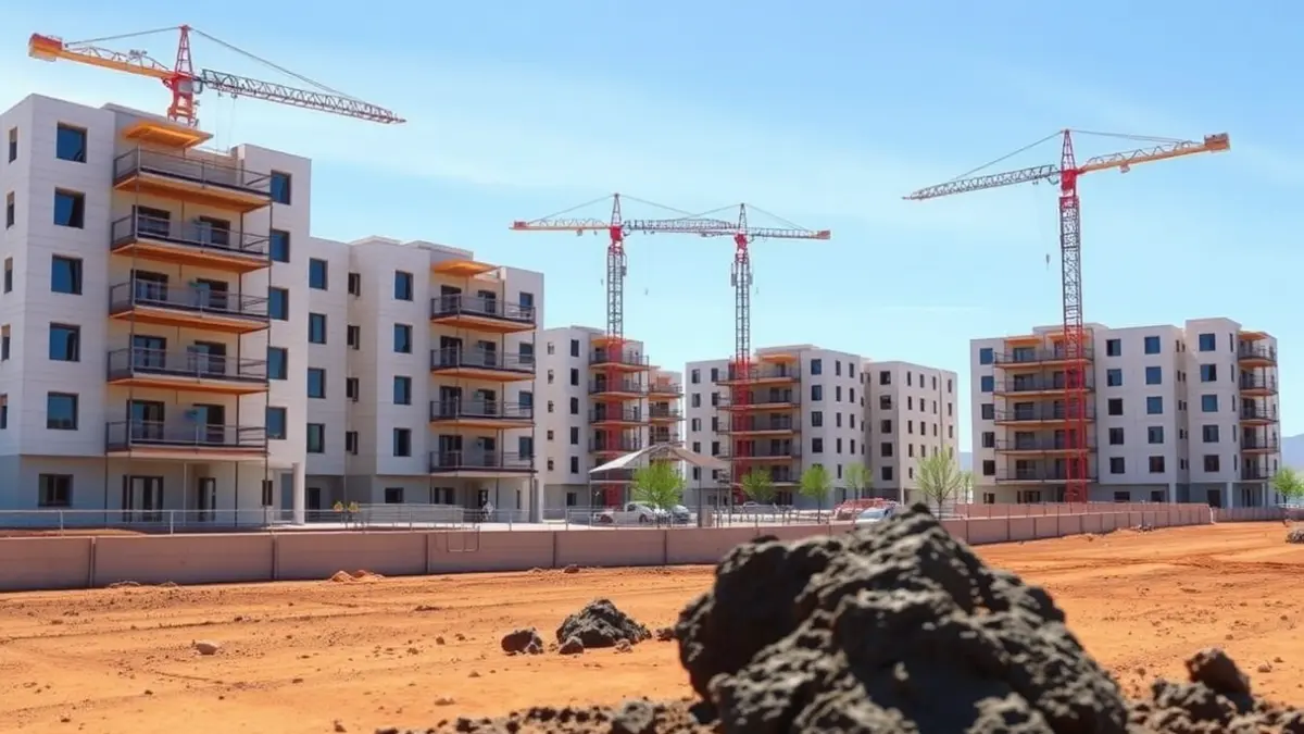 Image of a public housing complex under construction in Lanzarote.