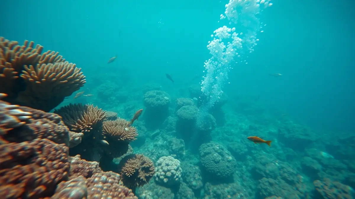 Image of a coral reef affected by increased CO2 in the ocean.