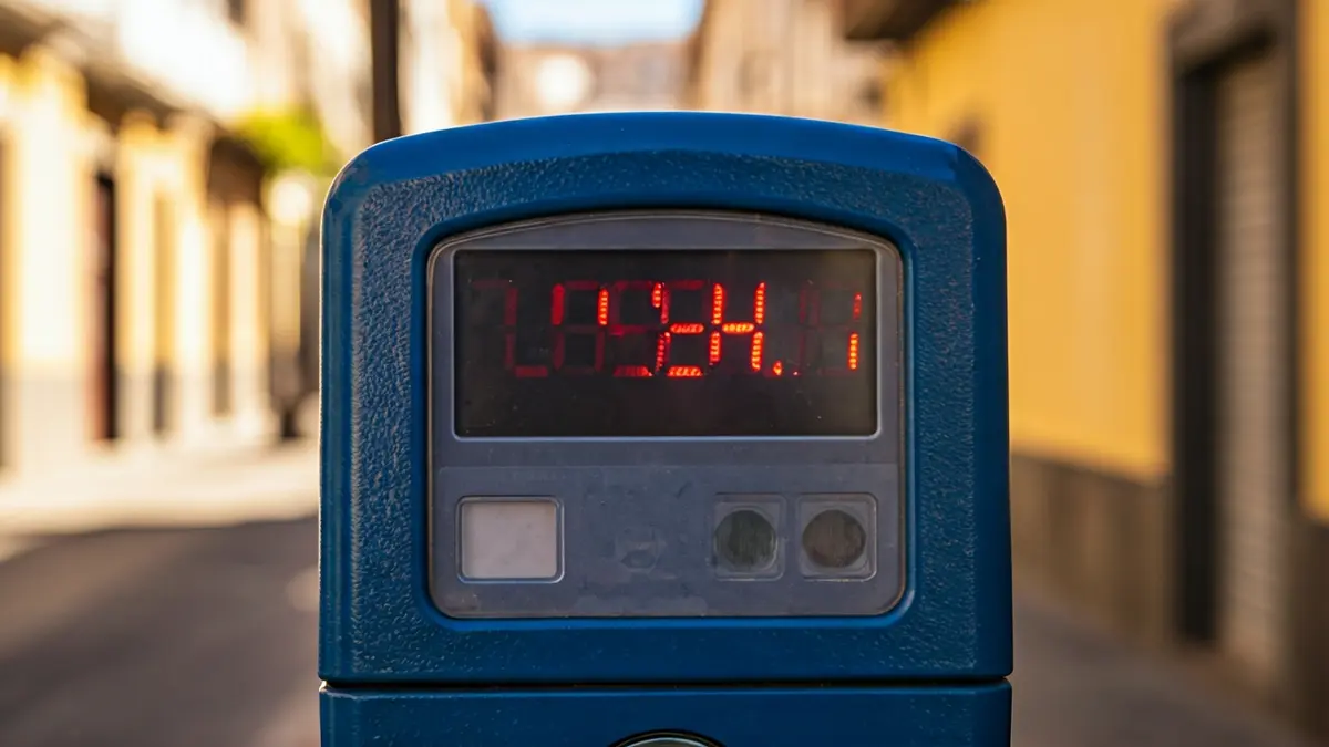 Imagen genérica de un parquímetro con un temporizador digital en una calle urbana de Canarias.