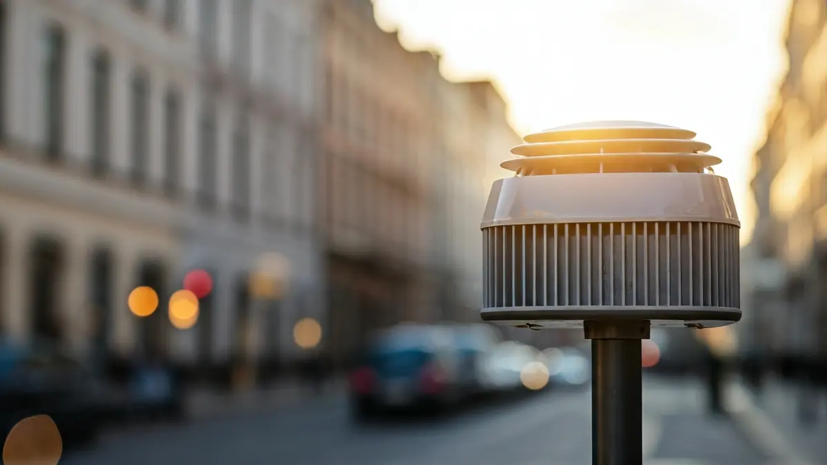Generic image of an air quality sensor in an urban setting.