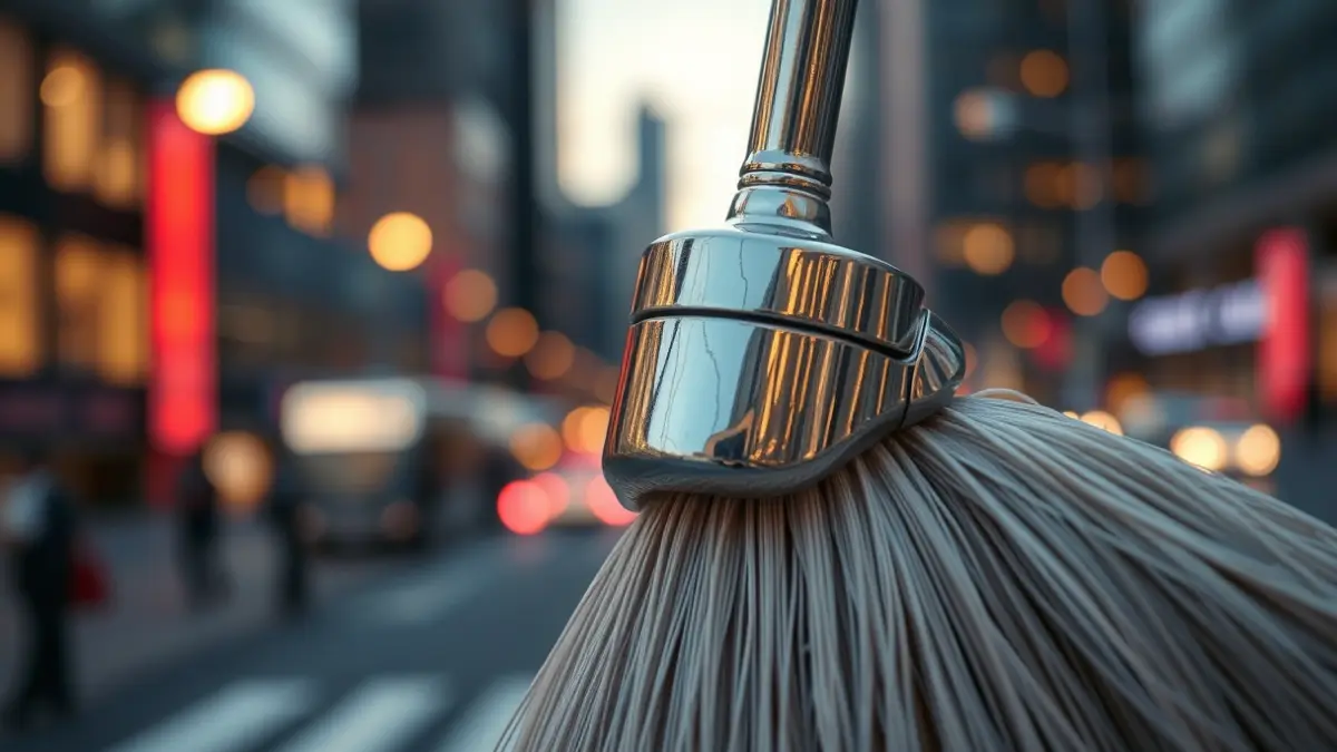 Generic image of a platinum broom, symbolizing recognition for urban cleanliness.