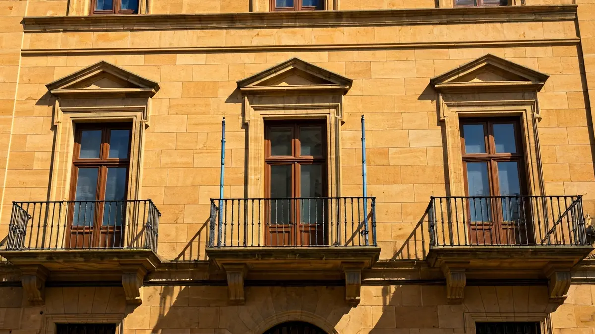 Fachada del Ayuntamiento de Las Palmas de Gran Canaria bajo el sol de la tarde.