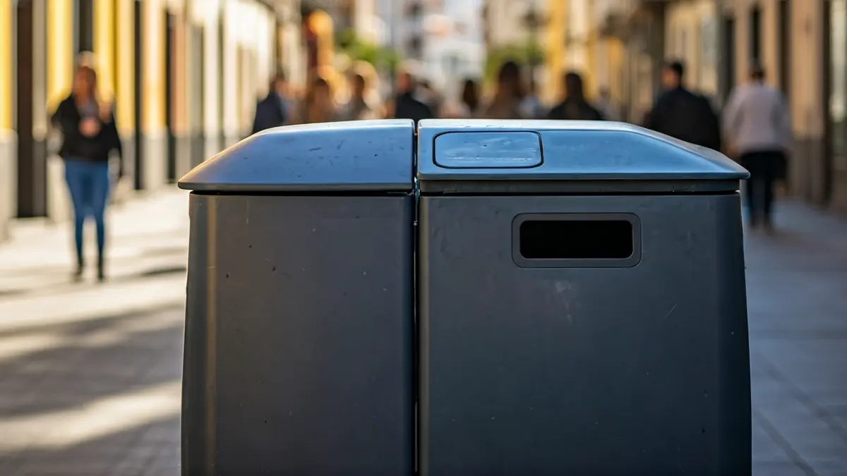 Imagen genérica de un contenedor de reciclaje moderno en una calle urbana.
