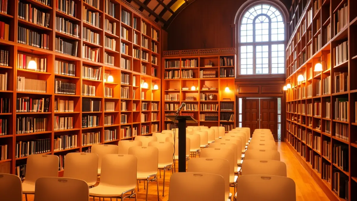 Imagen genérica de una librería con estanterías llenas de libros y un ambiente acogedor.