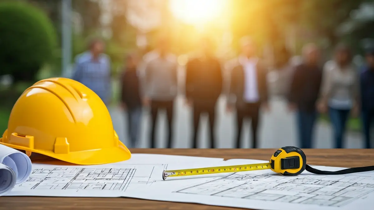 Generic image of construction blueprints and building tools.