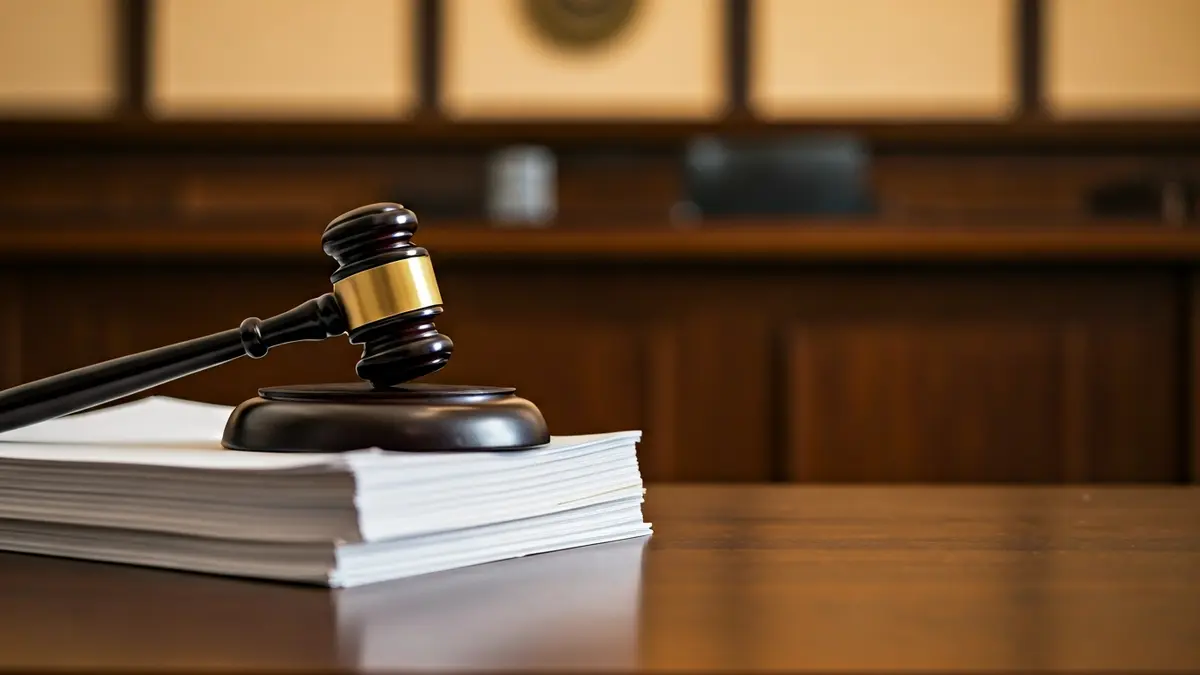 Imagen genérica de un mazo de juez sobre documentos legales, simbolizando un litigio judicial.