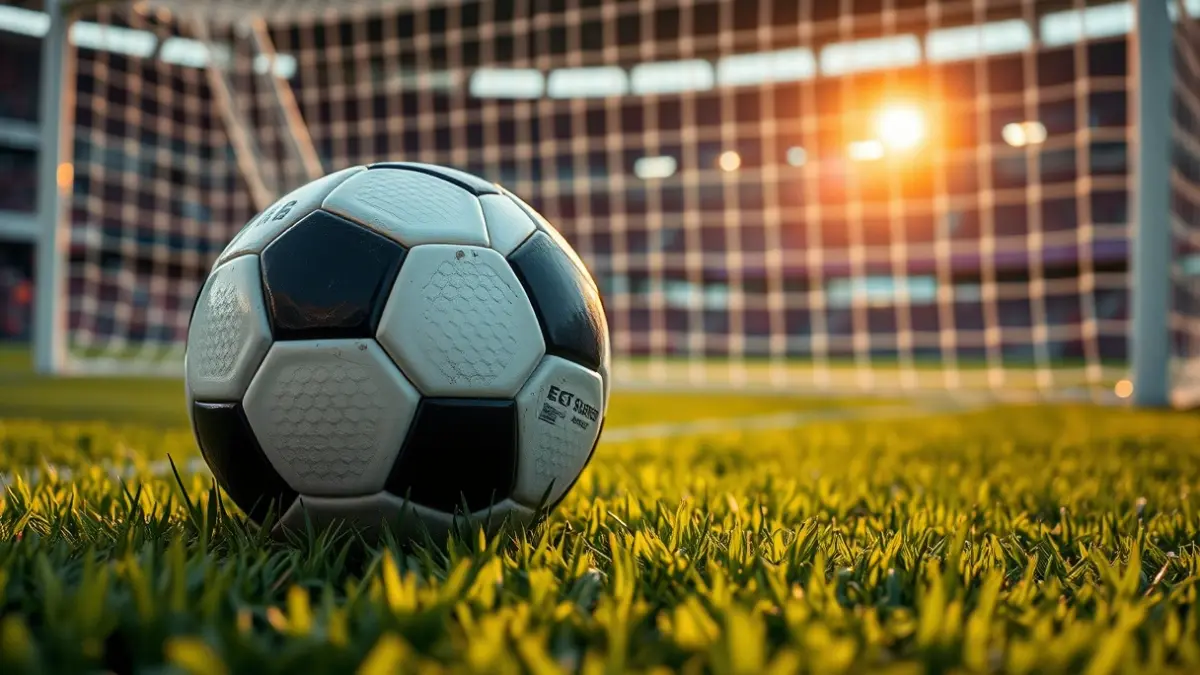 Generic image of a soccer ball on a stadium pitch.