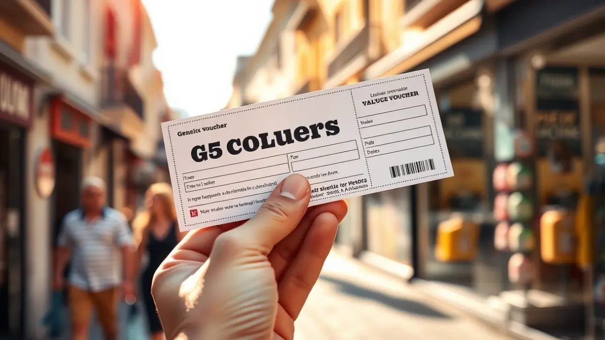 Generic image of a consumer voucher in a commercial setting.