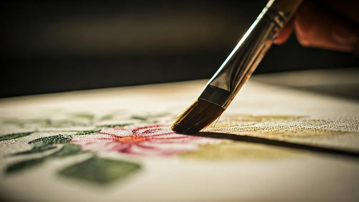Imagen genérica de una mano pintando sobre tela, simbolizando un curso de artesanía.