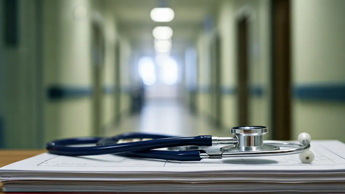 Imagen genérica de un estetoscopio sobre documentos médicos, simbolizando el sector sanitario.