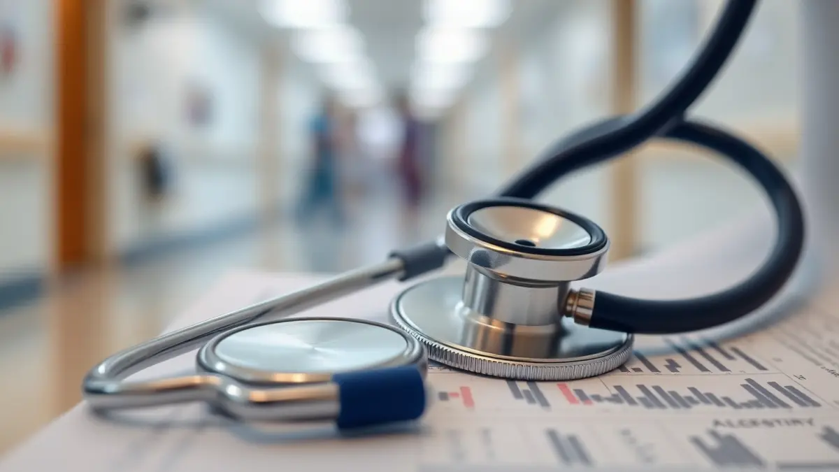 Generic image of a stethoscope on a medical chart, symbolizing healthcare.