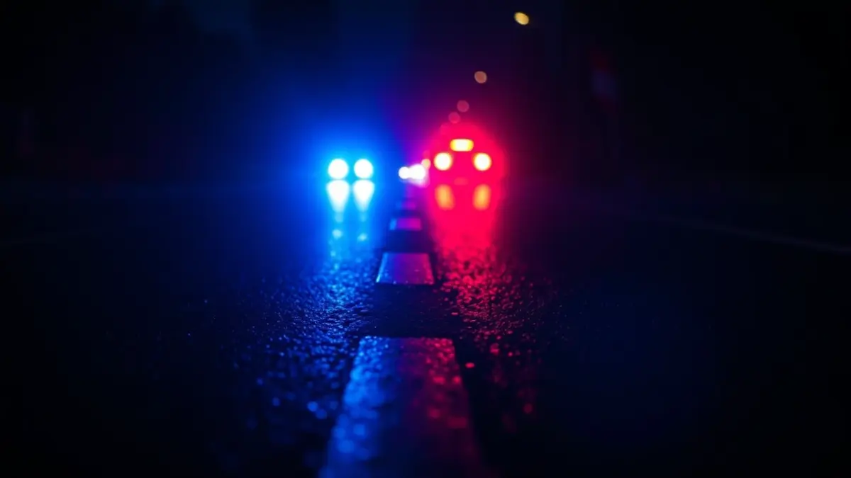 Imagen genérica de luces de emergencia reflejadas en el asfalto mojado.