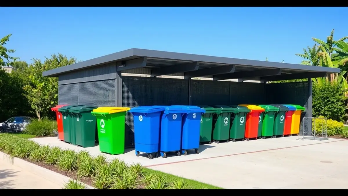 Imagen genérica de un punto limpio o centro de reciclaje con contenedores de colores.