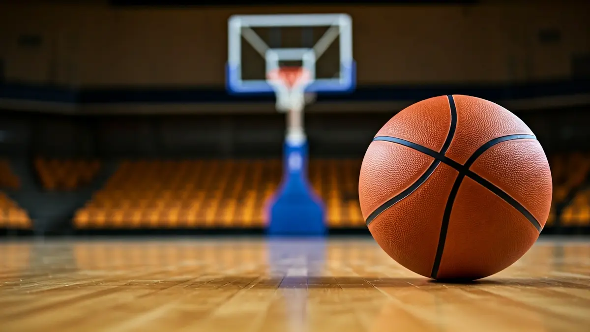 Generic image of a basketball on a court.