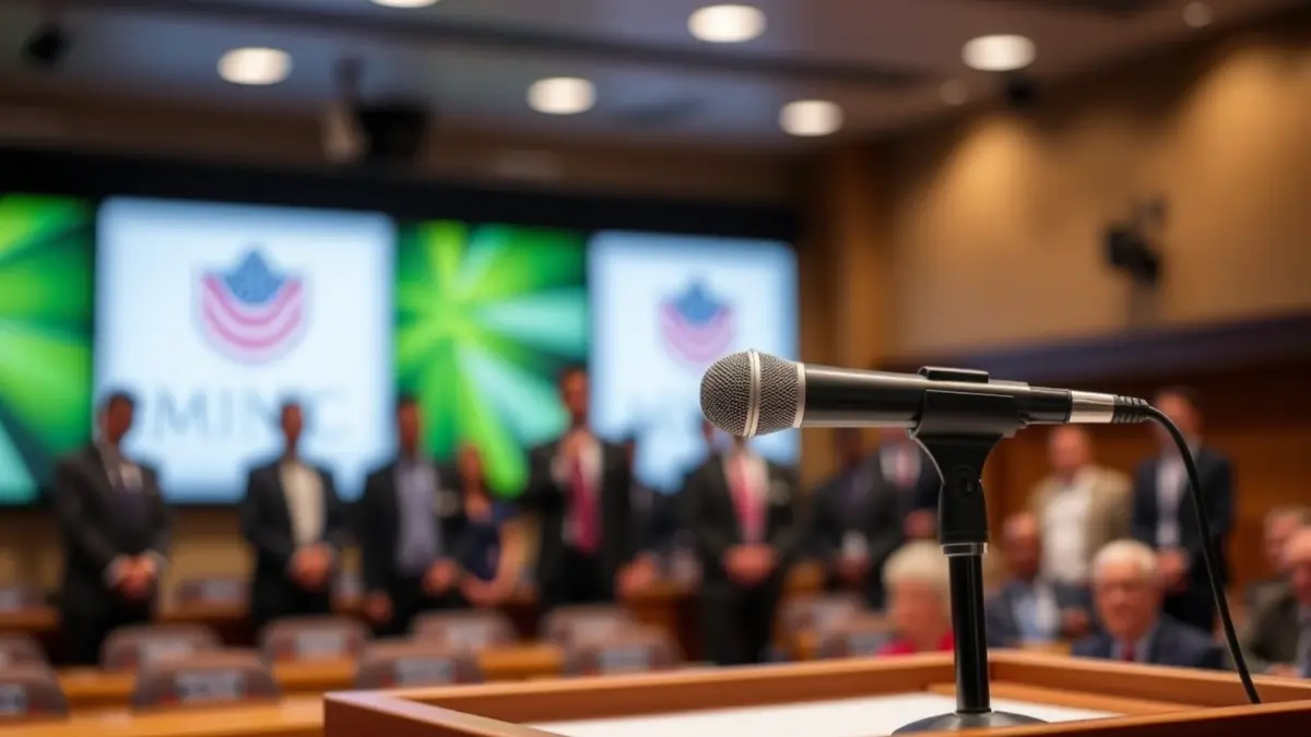 Imagen genérica de un micrófono en un podio, simbolizando un acto político o una conferencia.