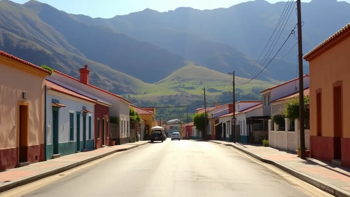 Image of a dead-end street in a rural Canary Islands neighborhood, with traditional houses and vegetation.