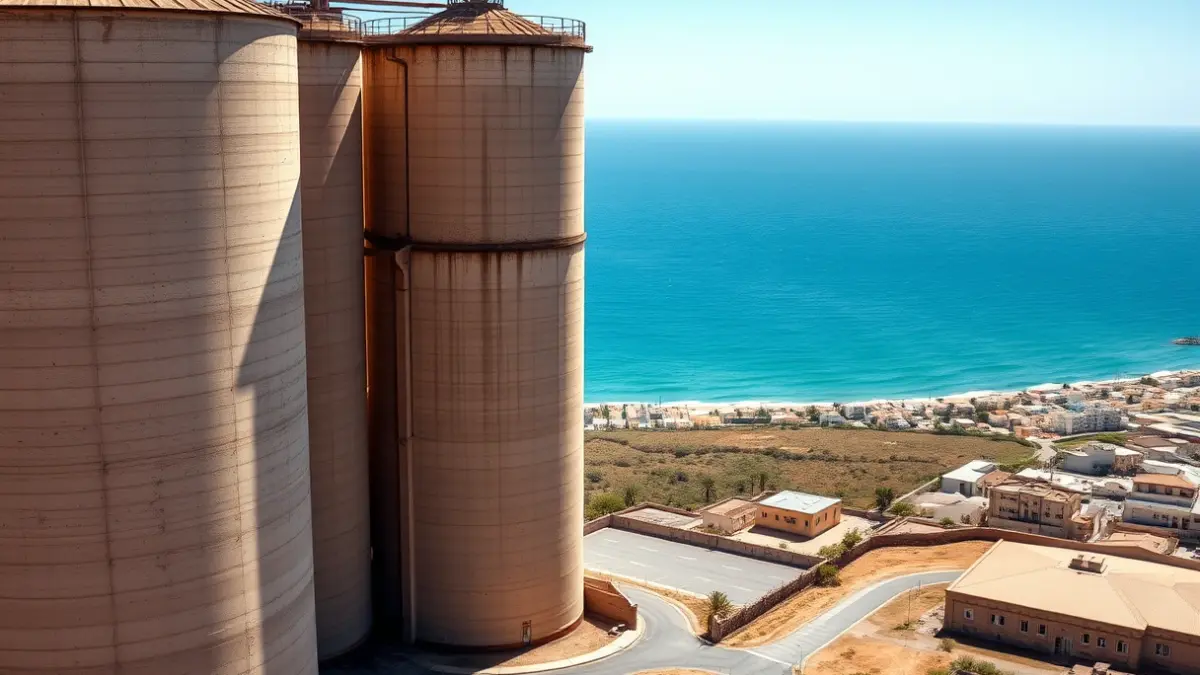 Imagen de un antiguo silo de grano portuario en Santa Cruz de Tenerife.