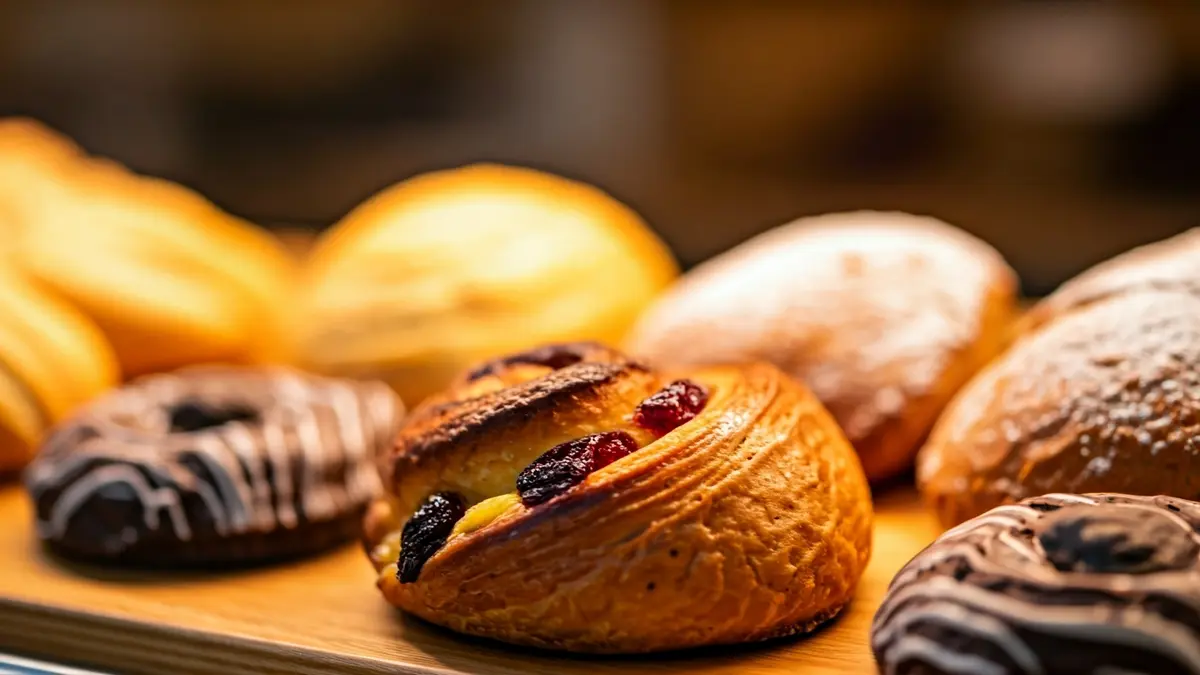 Variety of pastries and sweets in a bakery in Gran Canaria.