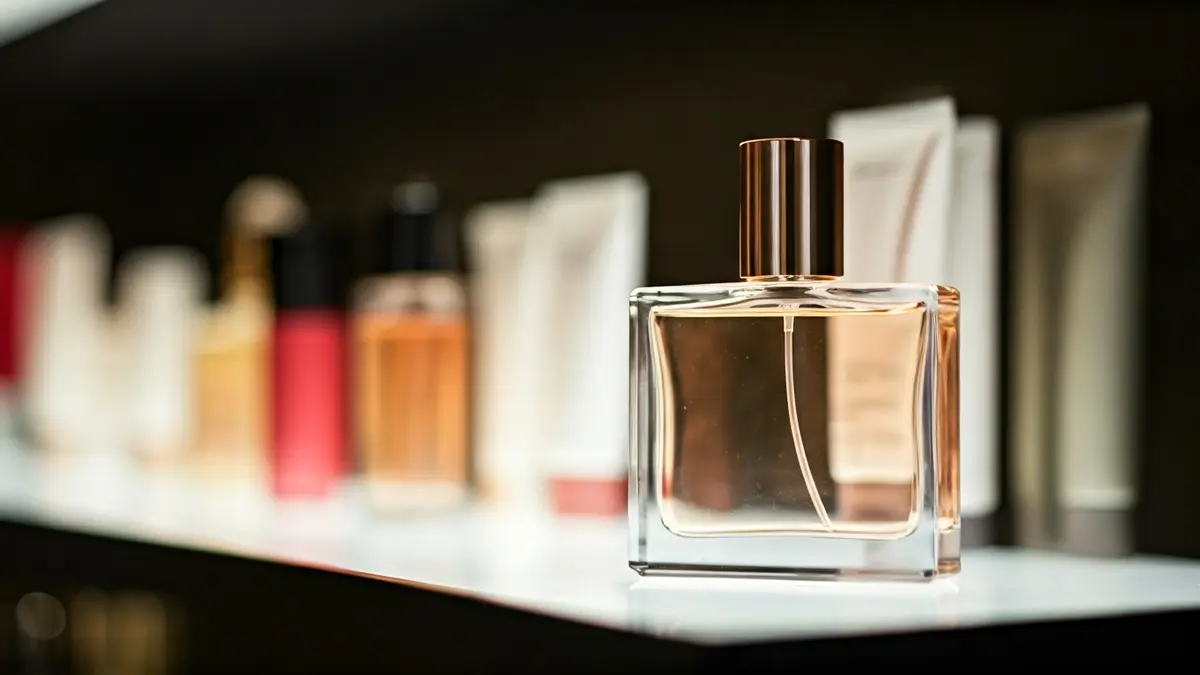Generic image of perfume and cosmetic products in a store.