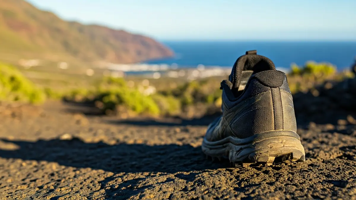 Imagen de un corredor de trail running en un sendero volcánico de La Palma.