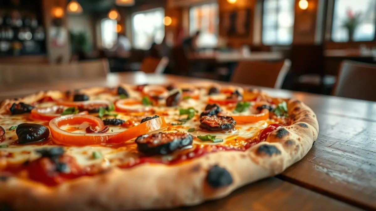 Generic image of a pizza with varied and unconventional ingredients.