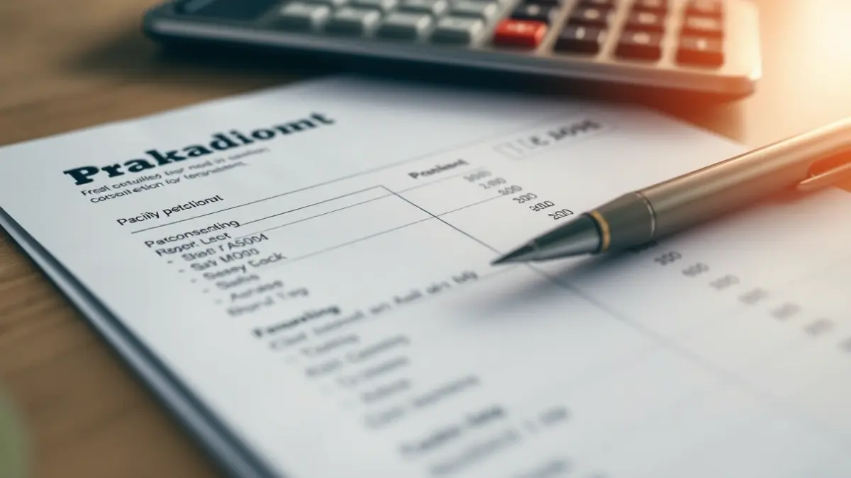 Generic image of a payslip or payroll document with a pen and calculator.