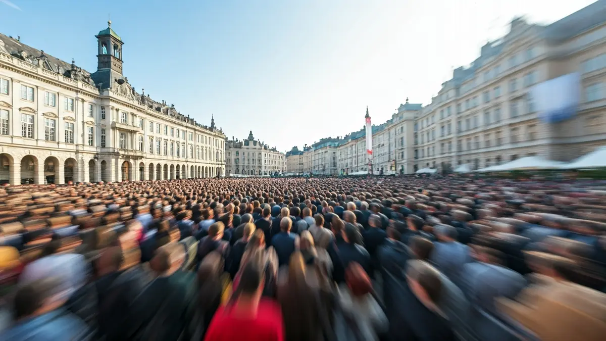 Generic image of a crowd in a square, suggesting a major public event.