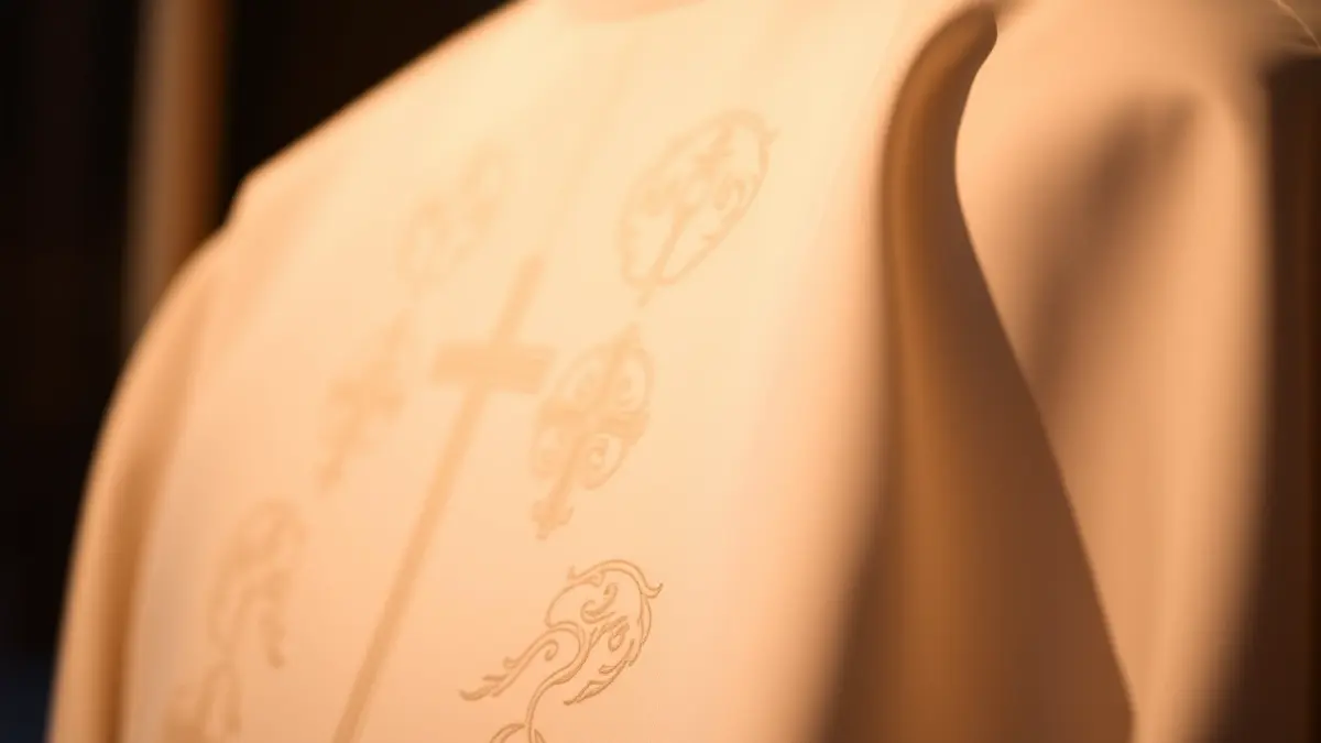Generic image of a priest's chasuble with embroidered details.