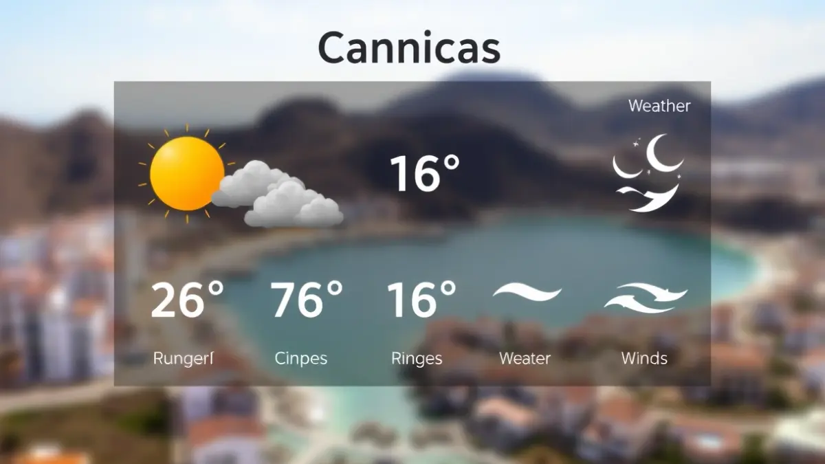 Imagen genérica de una previsión meteorológica con símbolos de nubes y sol.