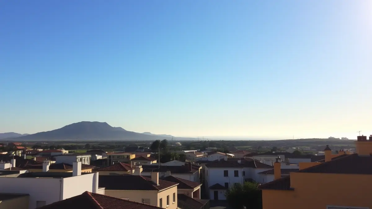 Image of a Canary Island town under a clear sky, with traditional architecture.