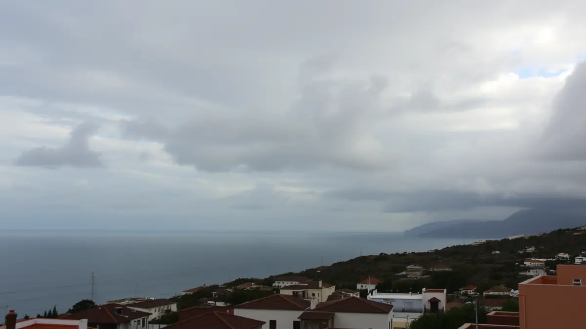 Generic image of an overcast sky over a Canary Island coastal town.