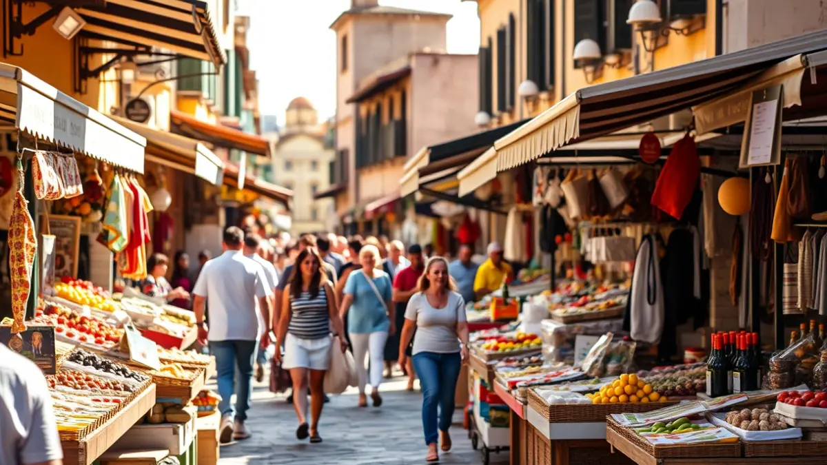 Imagen genérica de un mercado callejero animado en una ciudad canaria.