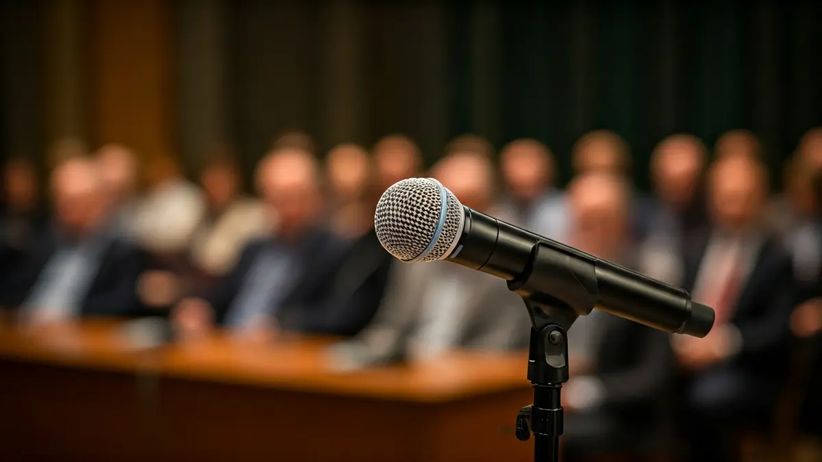 Imagen genérica de un micrófono en un podio, simbolizando un discurso político o una conferencia.