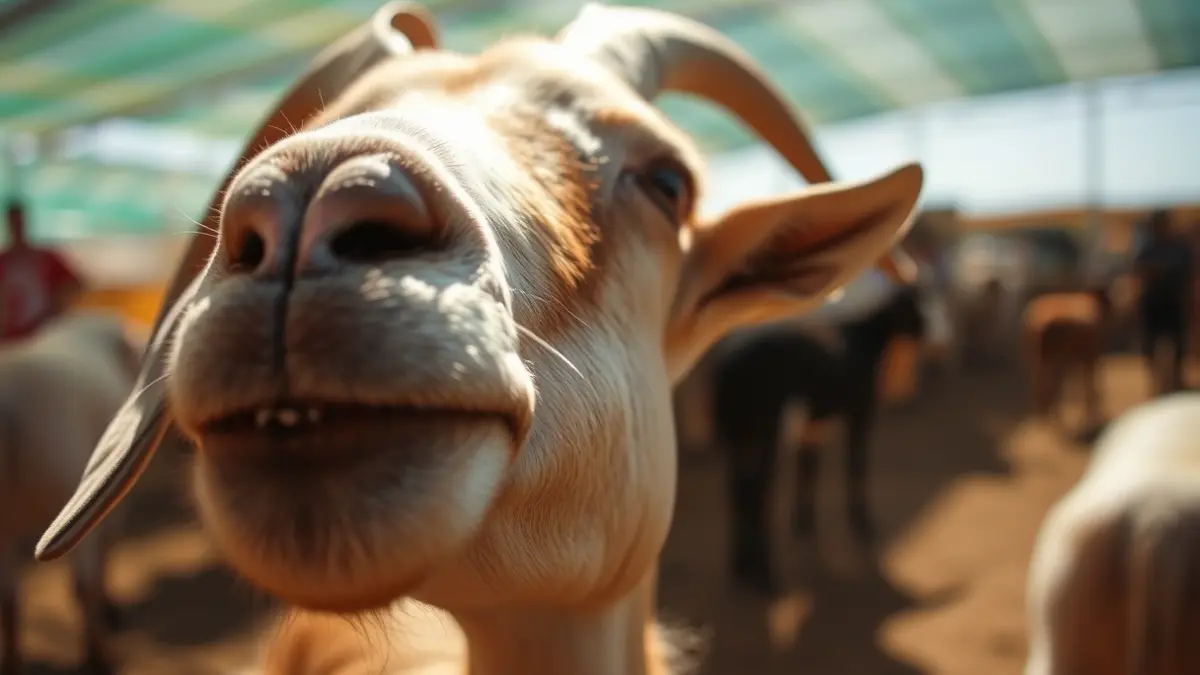 Image of a Majorero goat at an agricultural fair.