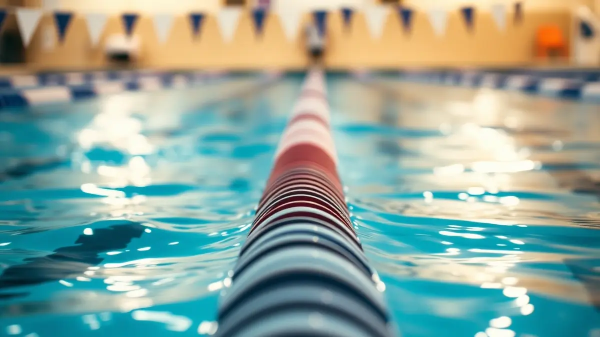 Imagen genérica de una piscina, con líneas de carril y agua en movimiento.