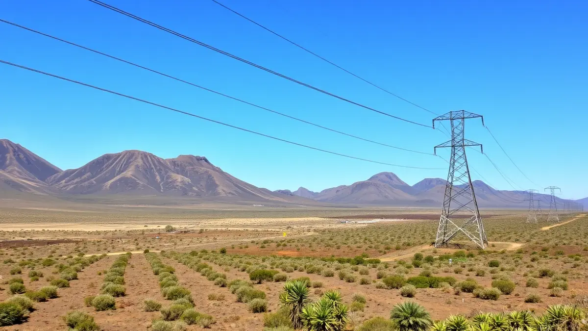 Image of high-voltage power lines in a rural landscape of Gran Canaria.