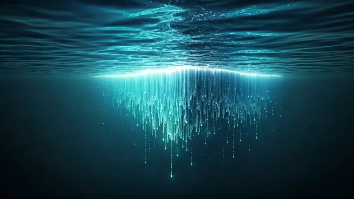 Imagen genérica de actividad sísmica submarina con vibraciones y refracciones de luz en el océano.