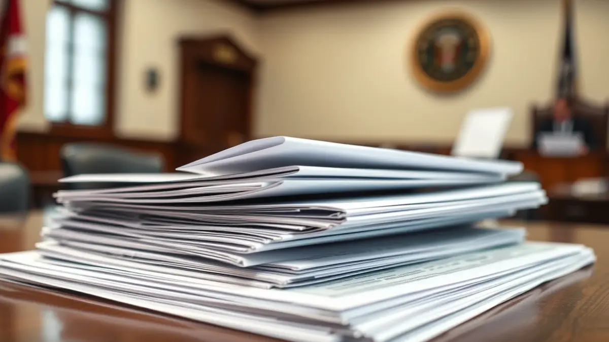 Generic image of documents and folders on a desk, symbolizing bureaucratic procedures.