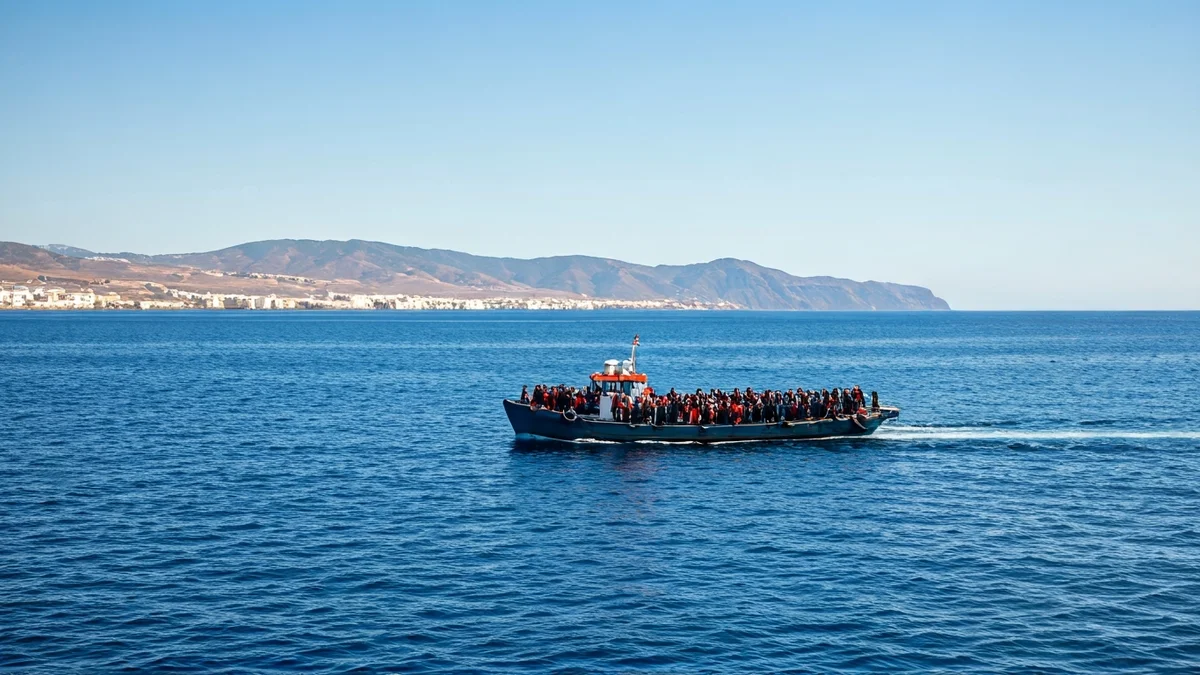 Generic image of a small boat at sea, representing a migrant rescue operation.