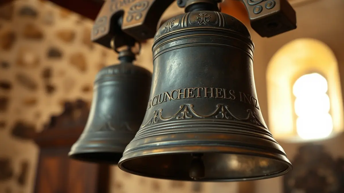 Image of a restored bronze bell in a hermitage.