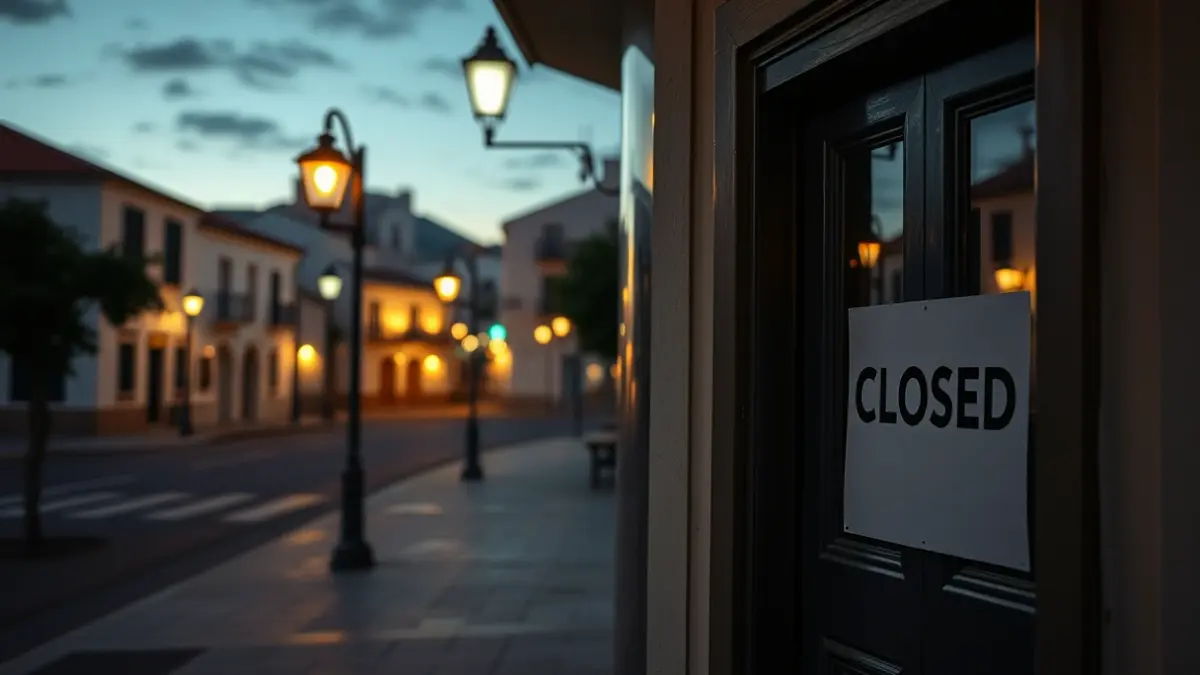 Generic image of a closed store in the Canary Islands during a public holiday.