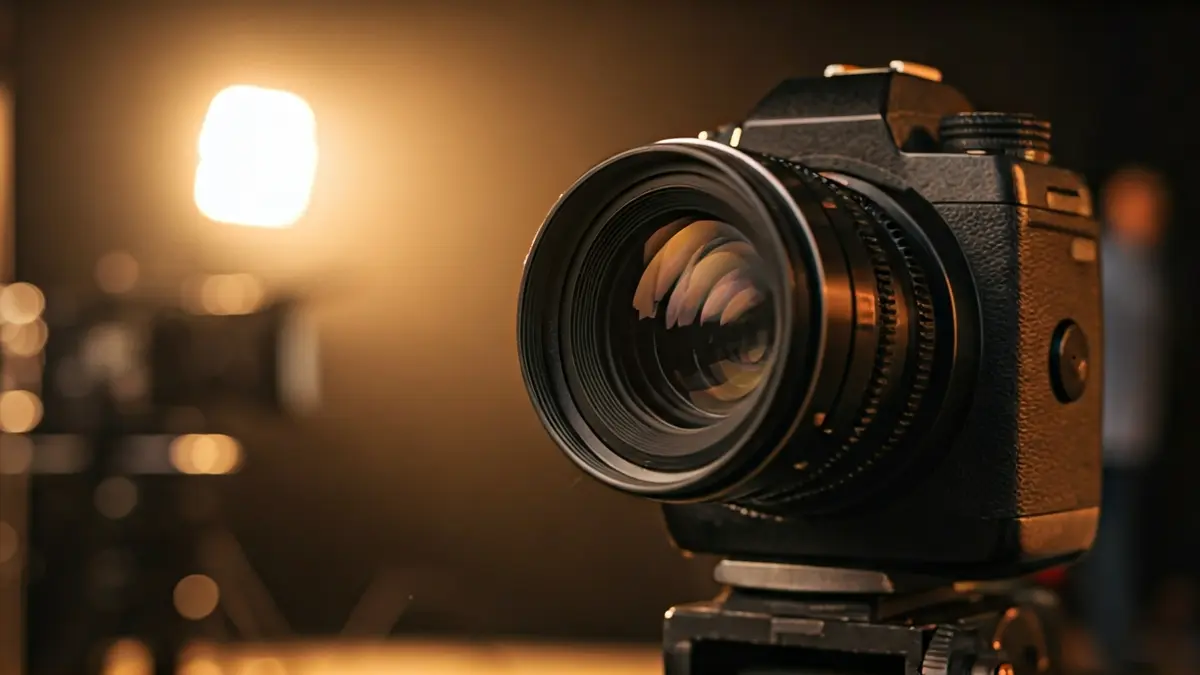 Imagen genérica de una cámara de cine en un set de rodaje.