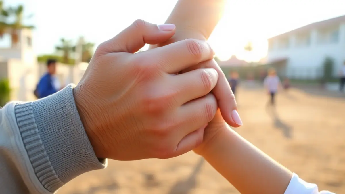 Generic image of an adult hand holding a child's hand, symbolizing support and guidance.