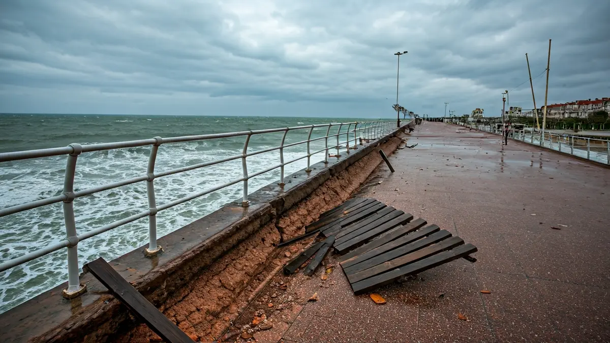 El Perchel promenade in San Bartolomé de Tirajana with damage after a storm.