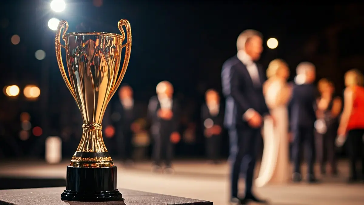 Imagen genérica de un trofeo de premio en un escenario.