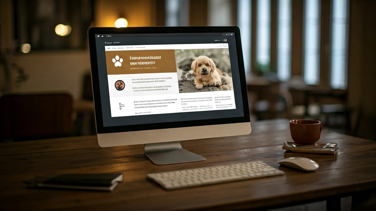 Imagen genérica de una pantalla de ordenador mostrando una web de adopción de mascotas.