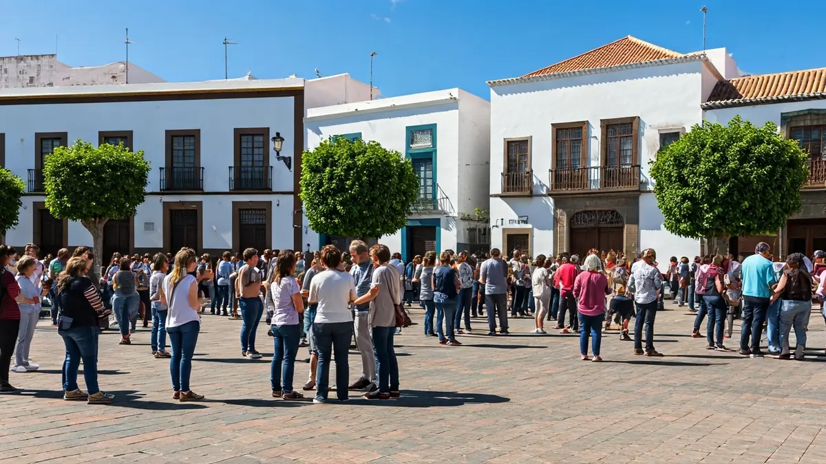 Imagen de una feria de salud en una plaza pública con diversas actividades.